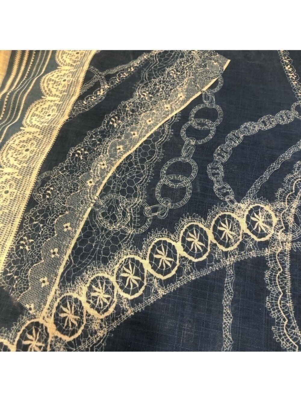 Italy Fulars large scarf wrap. Blue white frayed ends art to wear artsy - Picture 12 of 13